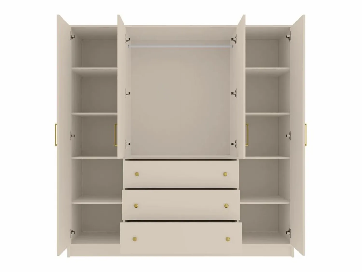 Sale Vente-unique Armario 4 puertas y 3 cajones con espejos L196 cm en color beige y dorado - LIZANDRO Negro / Beige