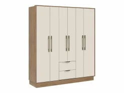 Discount Vente-unique Armario 6 puertas y 2 cajones L162 cm en color beige y natural - FEOVA Beige / Color natural claro