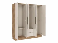 Discount Vente-unique Armario 6 puertas y 2 cajones L162 cm en color beige y natural - FEOVA Beige / Color natural claro