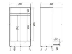 Online Armario 2 puertas y 2 cajones con patas de madera H200,1 cm - TARP Mueble Perchero