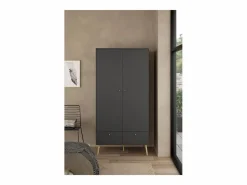 Online Armario 2 puertas y 2 cajones con patas de madera H200,1 cm - TARP Mueble Perchero