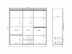 Vente-unique Armario 6 puertas y 2 cajones Ancho 162 en natural - FEOVA