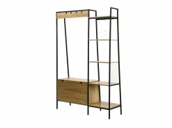 Calicosy Armario abierto 5 estantes con baúl zapatero y colgadores - LEXIE