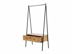 Calicosy Armario abierto de metal negro con 1 cajón acabado roble 170 cm