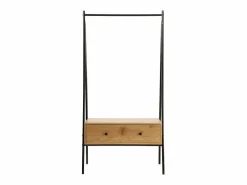 Calicosy Armario abierto de metal negro con 1 cajón acabado roble 170 cm