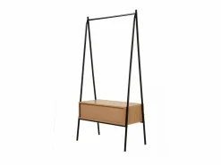 Calicosy Armario abierto de metal negro con 1 cajón acabado roble 170 cm