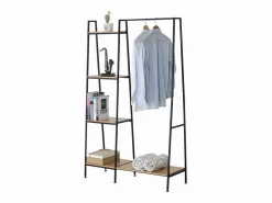 Outlet Armario abierto industrial con 1 estante inferior y 4 baldas - LEXIE Mueble Perchero