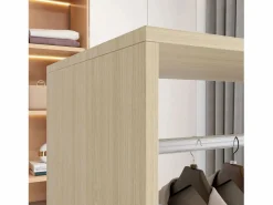 Clearance Armario abierto Kirk 1 barra + 2 estantes + ruedas natural 128x60x40 cm Muebles Niño