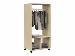 Clearance Armario abierto Kirk 1 barra + 2 estantes + ruedas natural 128x60x40 cm Muebles Niño