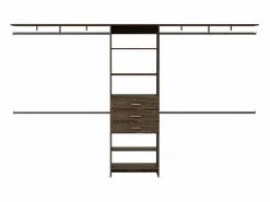 TuHome Armario Abierto Plego, con 3 cajones, estantería y barras de colgar , 187.45 cm X 299.97 cm X 41.40 cm , Marrón