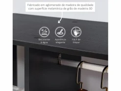 Homcom Armario abierto Zayn 1 barra + 3 estantes + ruedas 128x80x40 cm
