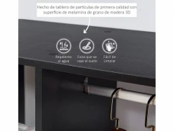 Homcom Armario abierto Zayn 1 barra + 3 estantes + ruedas 128x80x40 cm