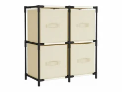 Outlet vidaxl Armario almacenaje de acero con 4 cestas tela 63x30x71 cm Crema