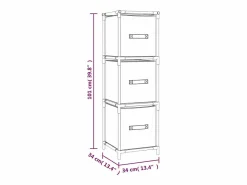 vidaxl Armario almacenaje de acero con 3 cajones tela 34x34x101cm