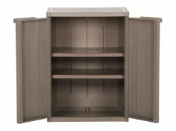 Clearance Armario almacenaje de jardín PP apariencia madera 65x45x88 cm Armario De Jardín