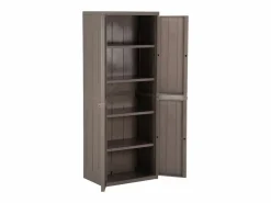 vidaxl Armario almacenaje de jardín PP apariencia madera 65x45x172 cm Marru00f3n