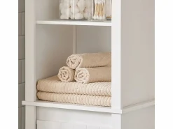New Sobuy Armario Alto baño Mueble Columna de baño con 3 estantes y 1 cesto 45 x 35 x 171 cm BZR102-W ES Blanco