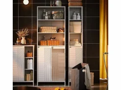 Sobuy Armario Alto de Baño Ancho con Cesto para Ropa Sucia BZR155-W ES