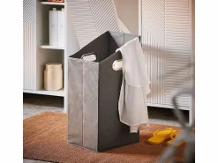 Sobuy Armario Alto de Baño Ancho con Cesto para Ropa Sucia BZR155-W ES