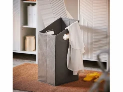 Sobuy Armario Alto de Baño Ancho con Cesto para Ropa Sucia BZR155-W ES