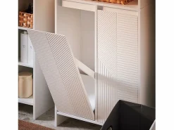 Sobuy Armario Alto de Baño Ancho con Cesto para Ropa Sucia BZR155-W ES