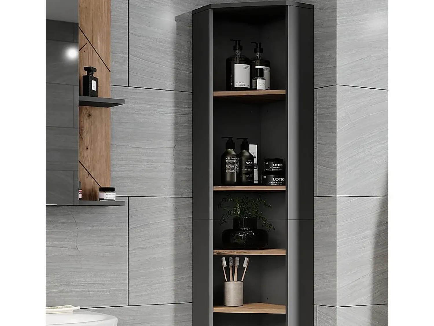 Vicco Armario alto esquinero antracita/artisan 33x33x192 irma
