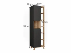 New Armario alto sonoma/antracita 50x35x175 karen Columna De Baño