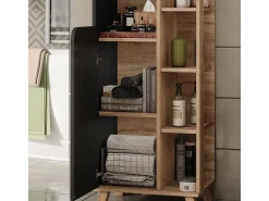 New Armario alto sonoma/antracita 50x35x175 karen Columna De Baño