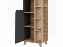 New Armario alto sonoma/antracita 50x35x175 karen Columna De Baño