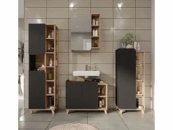 New Armario alto sonoma/antracita 50x35x175 karen Columna De Baño