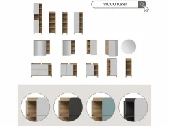 New Armario alto sonoma/antracita 50x35x175 karen Columna De Baño