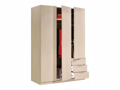 Sale Armario Andy Melamina Roble, 3 Puertas y 3 Cajones, Dormitorio 121x180x52 cm Armario