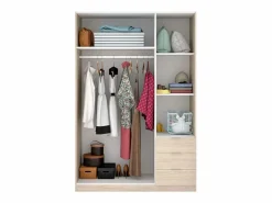 Sale Armario Andy Melamina Roble, 3 Puertas y 3 Cajones, Dormitorio 121x180x52 cm Armario