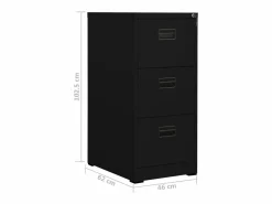 New vidaxl Armario archivador de acero 46x62x102,5 cm Negro