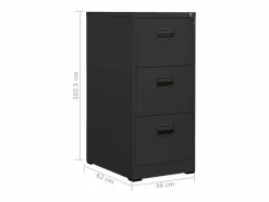Armario archivador de acero antracita 46x62x102,5 cm Cajonera De Escritorio