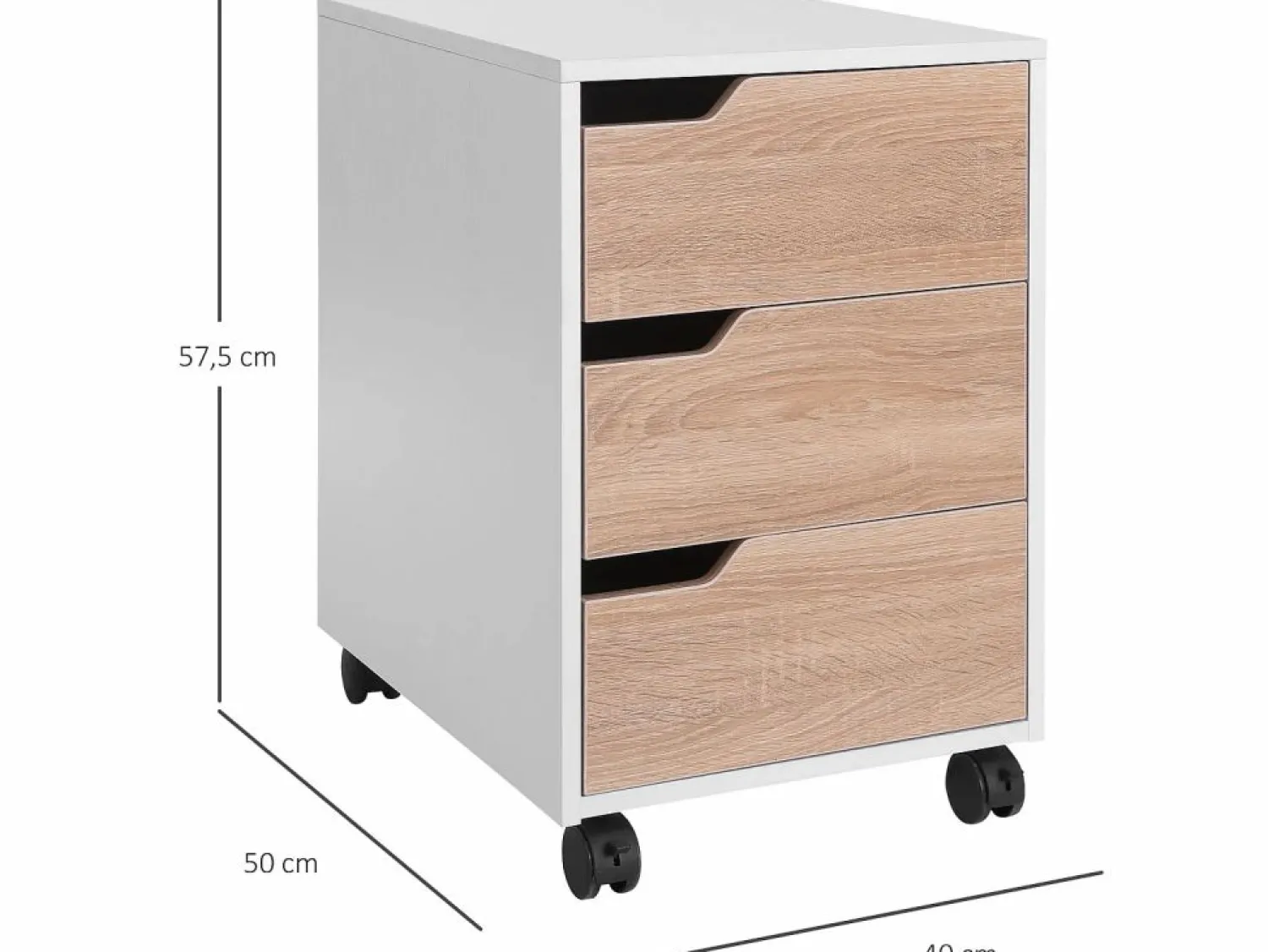 Best Homcom Armario archivador móvil roble y blanco 40x50x57,5 cm Multicolor