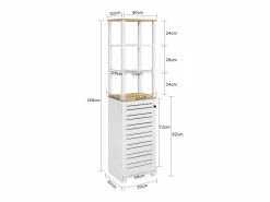 Sobuy Armario Baño Alta Mueble Columna de baño Armario para baño con 5 Estantes Estanterías de baño Medidas: 40x30x160cm BZR43-W ES