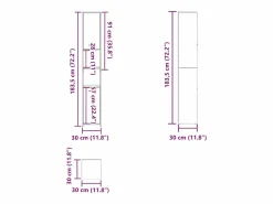 Online vidaxl Armario baño madera contrachapada hormigón 30x30x183,5 cm Gris