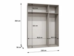 Sale Armario Bari 1 con puertas batientes 202/150/52 3 puertas Armario Abierto, Vestidor