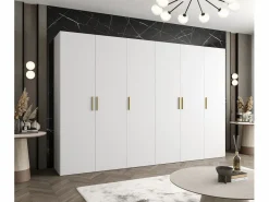 Discount Abiks Möbel Armario Bari 1 con puertas batientes 202/300/52 6 puertas Blanco