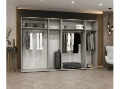 Discount Abiks Möbel Armario Bari 1 con puertas batientes 202/300/52 6 puertas Blanco