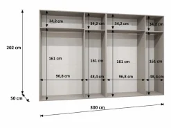 Discount Abiks Möbel Armario Bari 1 con puertas batientes 202/300/52 6 puertas Blanco