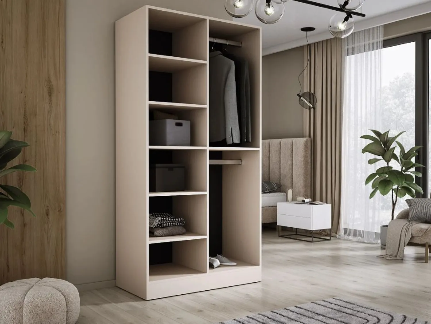 Clearance Armario: Beige Arena / Vidrio Antisol, 100 x 200 x 51 cm Negro