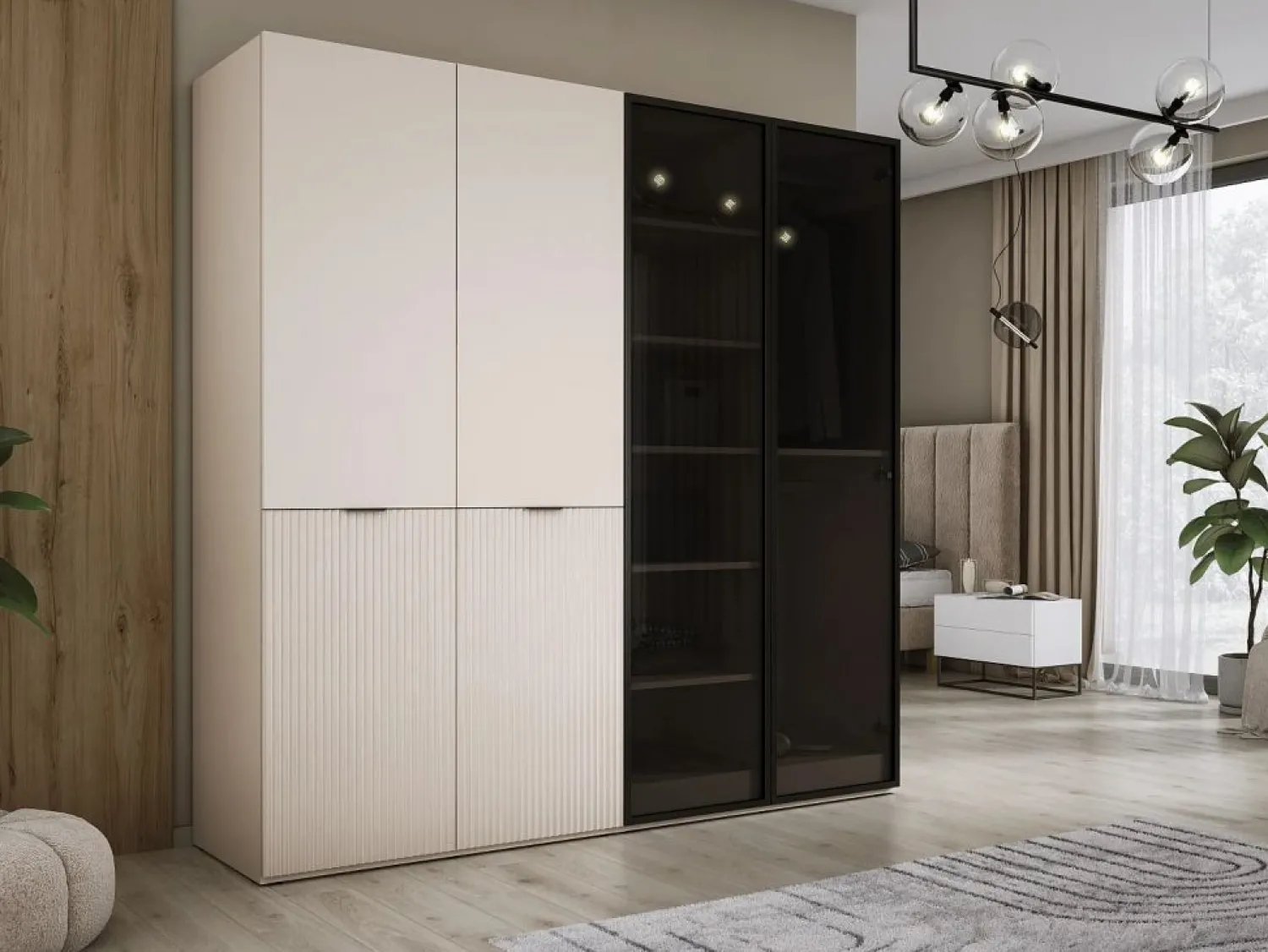 Sale Armario: Beige Arena / Vidrio Antisol, 200 x 200 x 51 cm Armario Abierto, Vestidor
