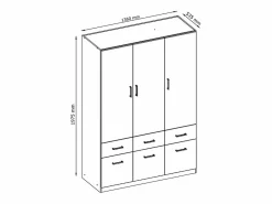 Vente-unique Armario BELOMY de 3 puertas y 6 cajones, 136 cm de ancho, en color con contrahuella