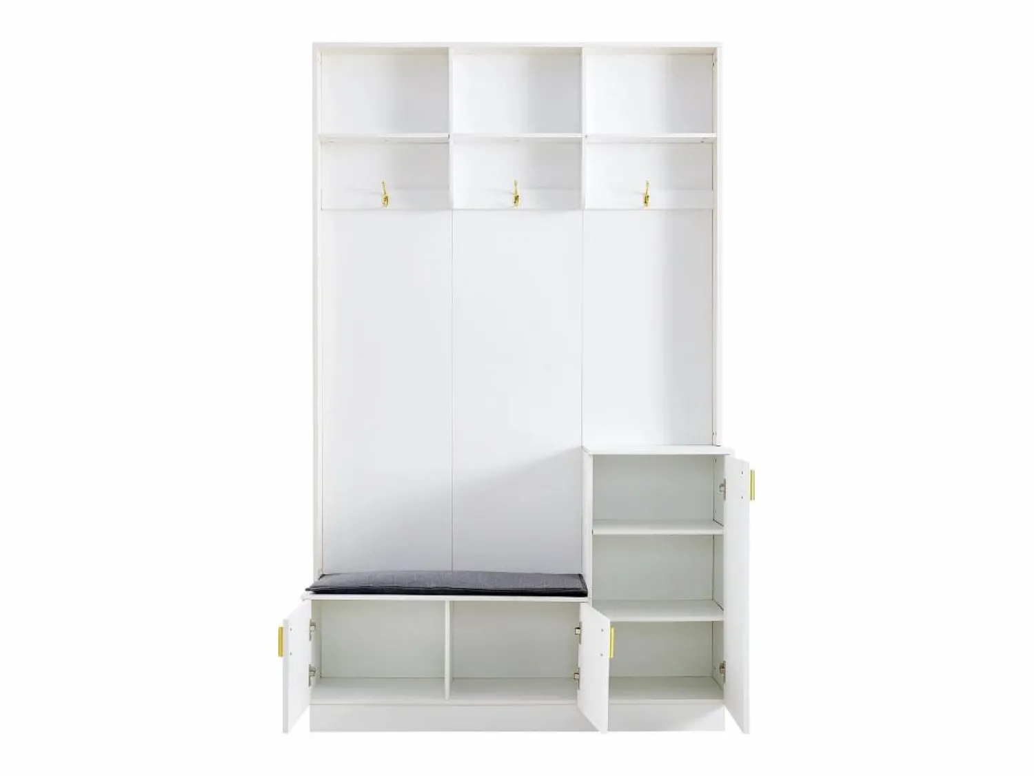 Hauss Spole Armario con 3 puertas, 3 ganchos y almacenaje abierto, 120x40x200 cm