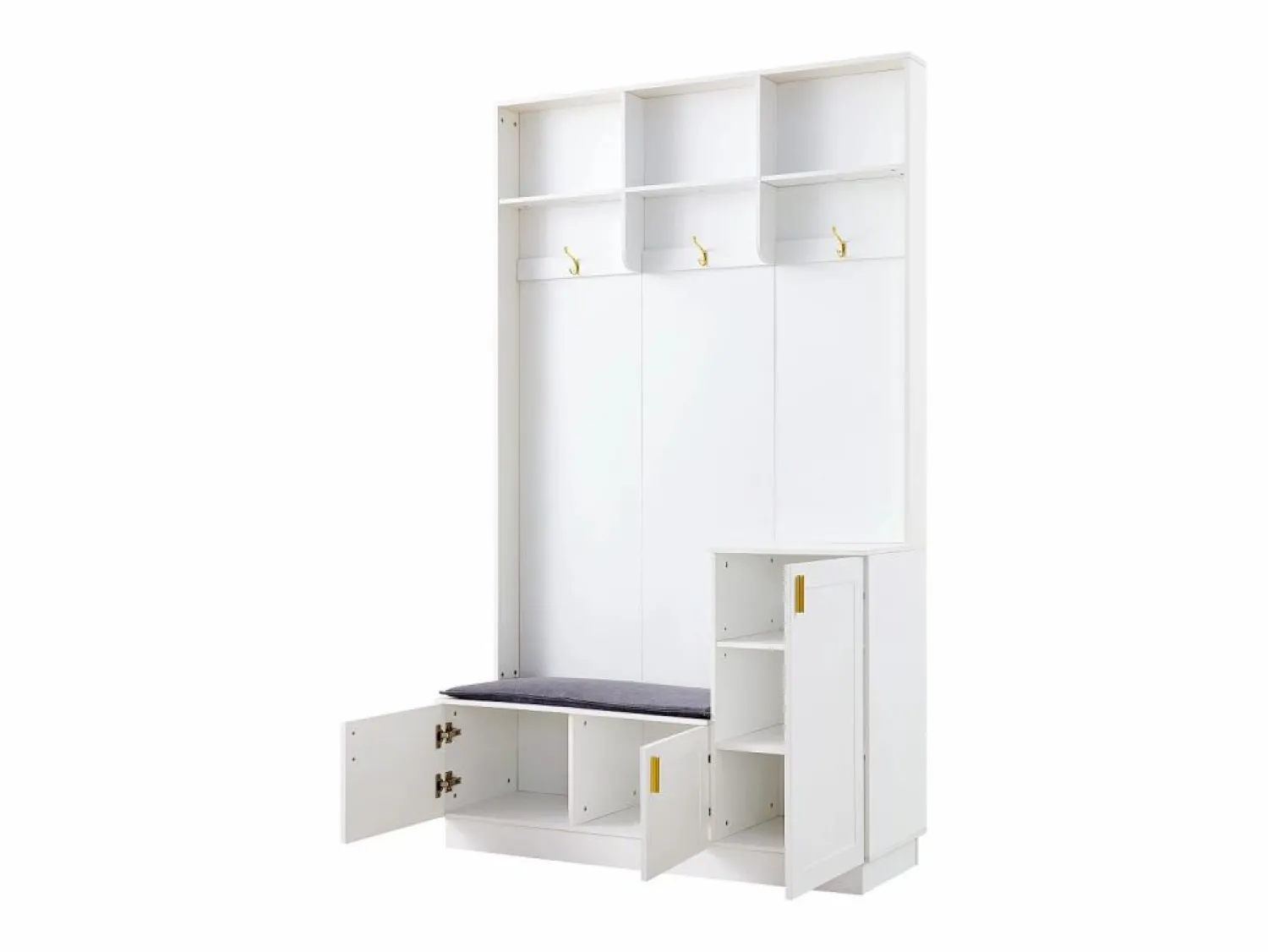 Hauss Spole Armario con 3 puertas, 3 ganchos y almacenaje abierto, 120x40x200 cm