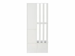Clearance Hauss Spole Armario con 2 puertas, cajón, colgadores y banqueta, puerta de cristal 85x33,5x200cm Blanco