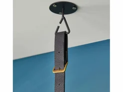 Hot Armario colgante de madera L100cm con correas de cuero VIKY Negro
