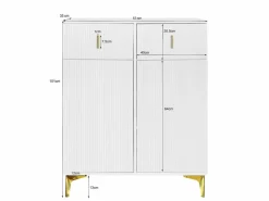 Best Armario combinado con banco zapatero y cojín, diseño moderno, tablero de partículas, , ganchos dorados (60,5x180,5x35,2 cm) Blanco